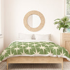 Atomic Age Starbursts - Midcentury Modern Pattern in Cream and Retro Green Duvet Cover Gallery Image 3