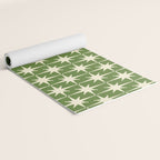 Atomic Age Starbursts - Midcentury Modern Pattern in Cream and Retro Green Yoga Mat Gallery Image 2