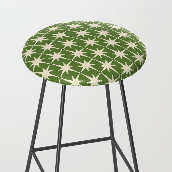 Atomic Age Starbursts - Midcentury Modern Pattern in Cream and Retro Green Stool Gallery Image 2