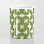 Atomic Age Starbursts - Midcentury Modern Pattern in Cream and Retro Green Coffee Mug Gallery Image 4