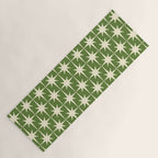 Atomic Age Starbursts - Midcentury Modern Pattern in Cream and Retro Green Yoga Mat Gallery Image 1