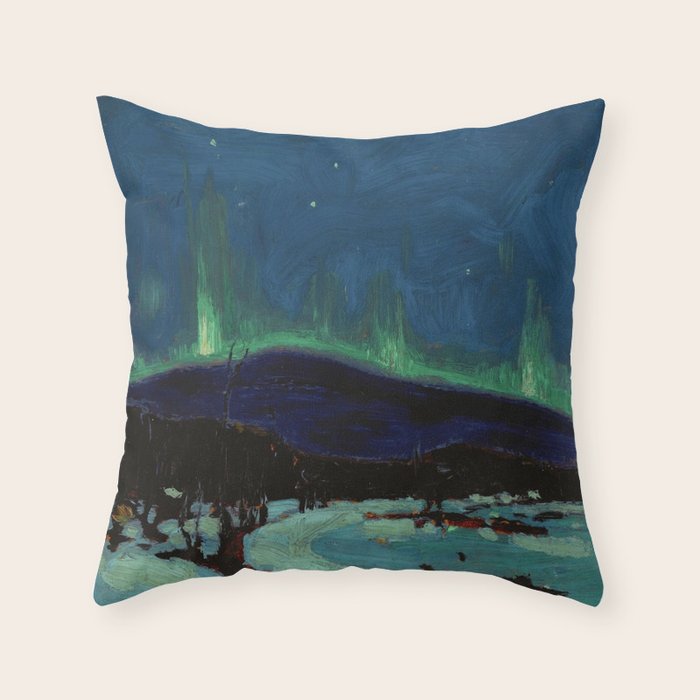 Tom Thomson Northern Lights Canadian Landscape Artist Throw Pillow Gallery Image 1