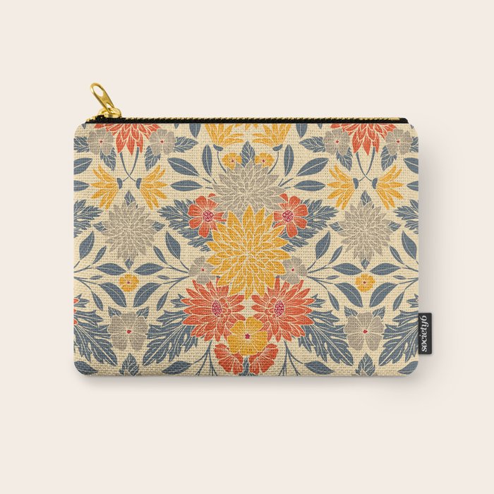 Warm Yellow, Orange & Blue Floral Carry All Pouch Gallery Image 1