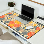 Warm Yellow, Orange & Blue Floral Desk Mat Gallery Image 2