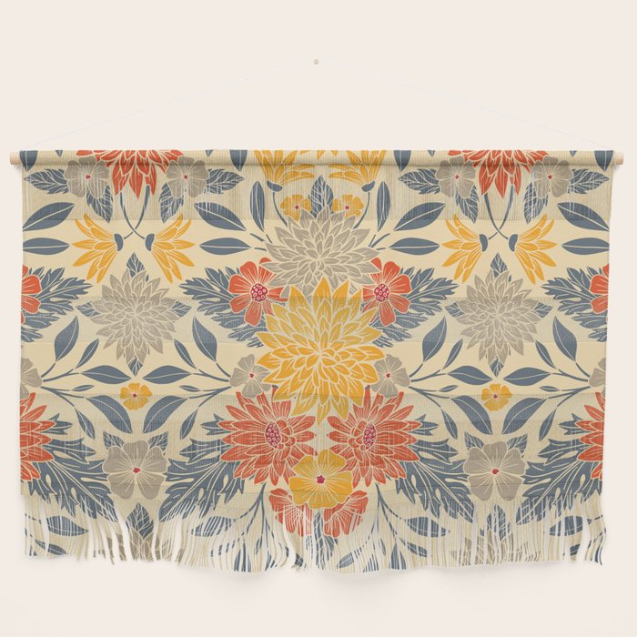 Warm Yellow, Orange & Blue Floral Wall Hanging Gallery Image 1