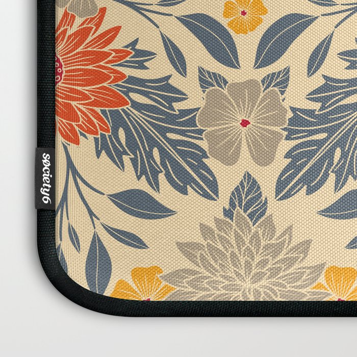 Warm Yellow, Orange & Blue Floral Laptop Sleeve Gallery Image 3