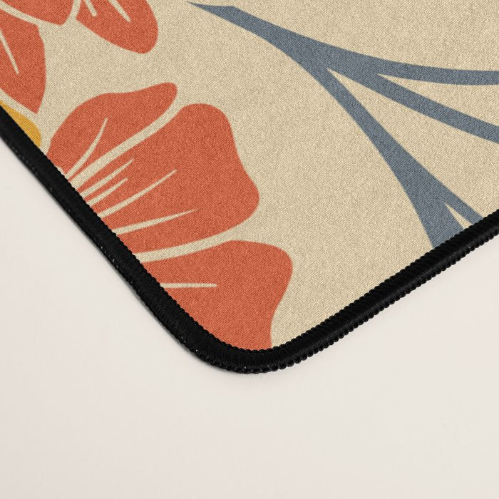 Warm Yellow, Orange & Blue Floral Desk Mat Gallery Image 4