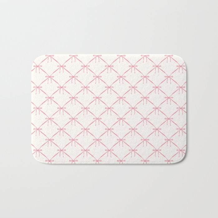 Bows & Ribbons Pattern I Pastel Pink Bath Mat Gallery Image 1