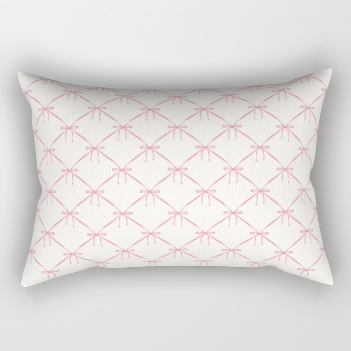 Bows & Ribbons Pattern I Pastel Pink Rectangular Pillow Gallery Image 2