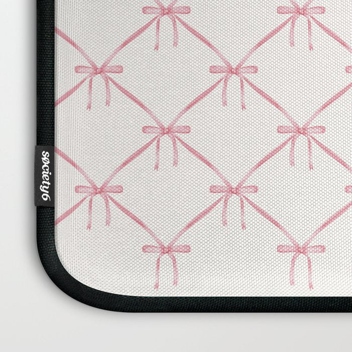 Bows & Ribbons Pattern I Pastel Pink Laptop Sleeve Gallery Image 3
