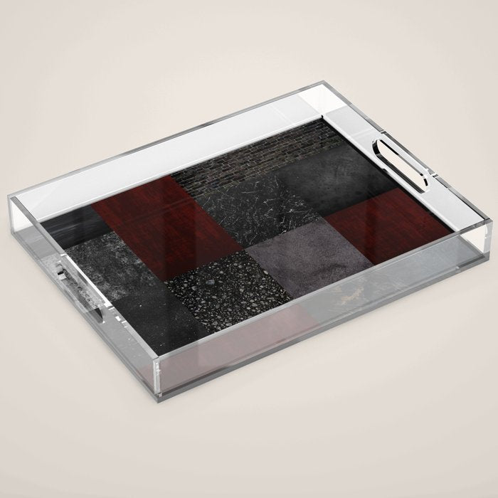 Patchwork (Burgundy and Black) Acrylic Tray Gallery Image 1