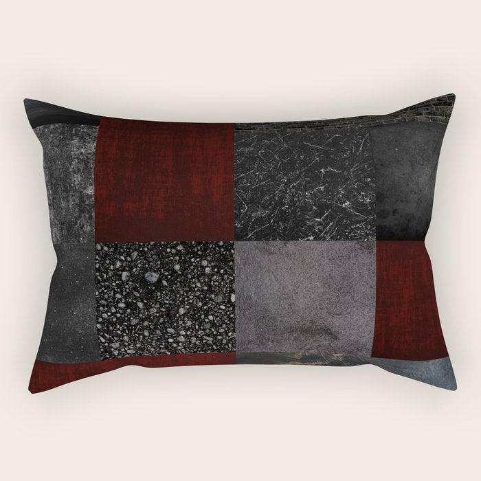 Patchwork (Burgundy and Black) Rectangular Pillow Gallery Image 2