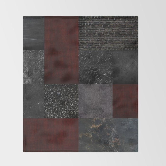 Patchwork (Burgundy and Black) Throw Blanket Gallery Image 2