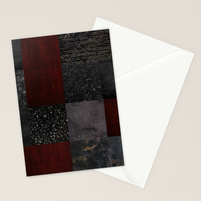 Patchwork (Burgundy and Black) Stationery Card Gallery Image 2