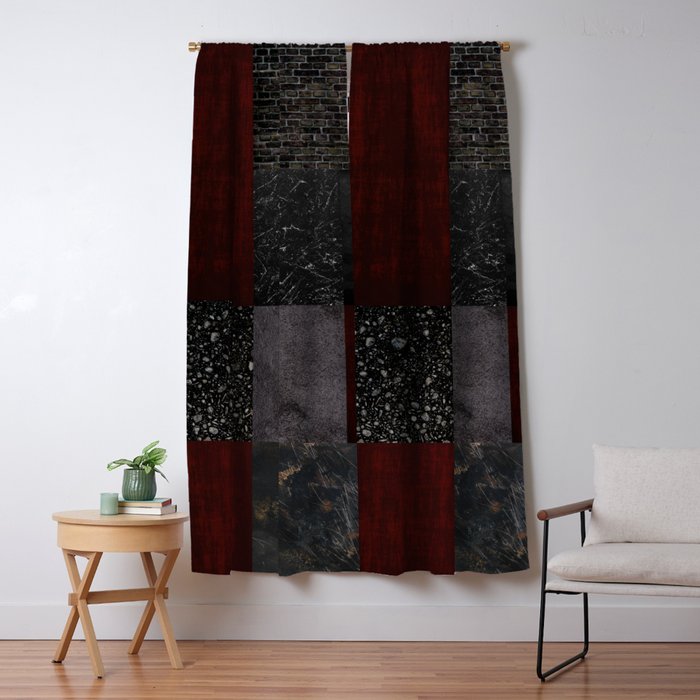 Patchwork (Burgundy and Black) Window Curtain Gallery Image 5