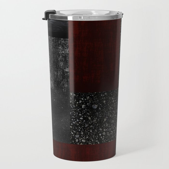 Patchwork (Burgundy and Black) Travel Mug Gallery Image 3