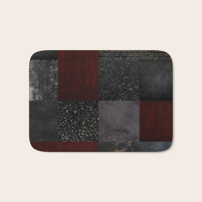 Patchwork (Burgundy and Black) Bath Mat Gallery Image 1