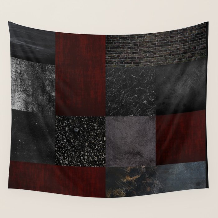 Patchwork (Burgundy and Black) Wall Tapestry Gallery Image 4