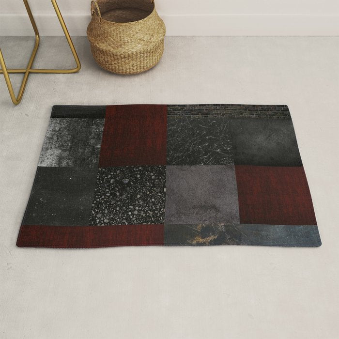 Patchwork (Burgundy and Black) Rug Gallery Image 1