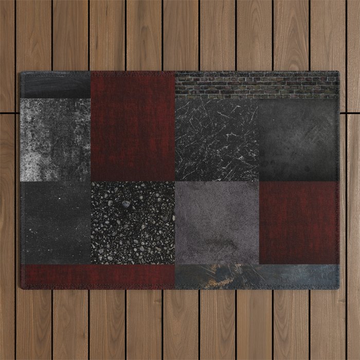 Patchwork (Burgundy and Black) Outdoor Rug Gallery Image 1