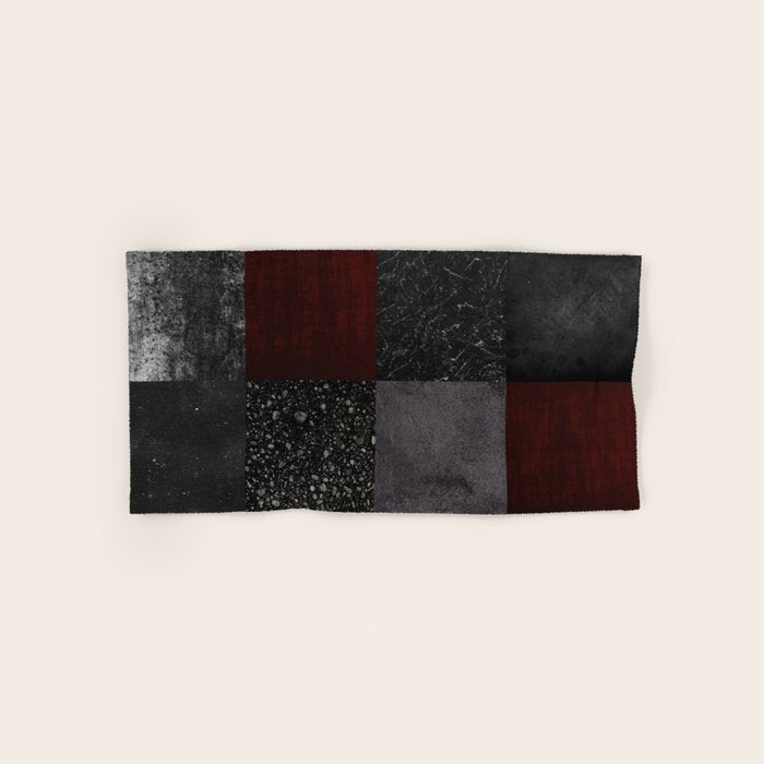 Patchwork (Burgundy and Black) Bath Towel Gallery Image 1