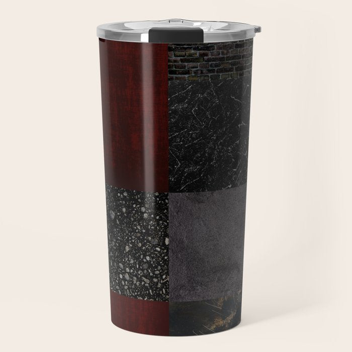 Patchwork (Burgundy and Black) Travel Mug Gallery Image 1