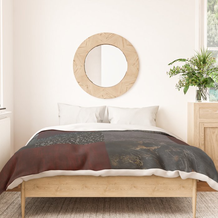 Patchwork (Burgundy and Black) Duvet Cover Gallery Image 3