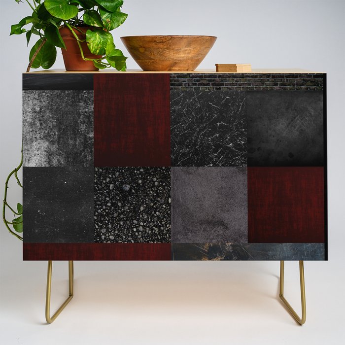 Patchwork (Burgundy and Black) Credenza Gallery Image 1