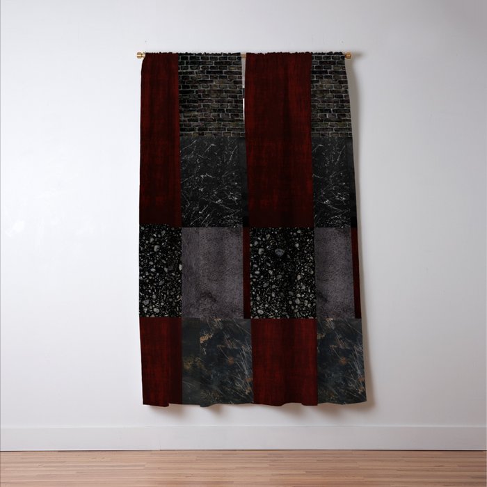 Patchwork (Burgundy and Black) Window Curtain Gallery Image 3