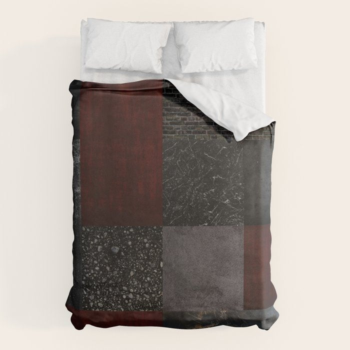 Patchwork (Burgundy and Black) Duvet Cover Gallery Image 6