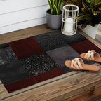 Patchwork (Burgundy and Black) Outdoor Rug Gallery Image 2