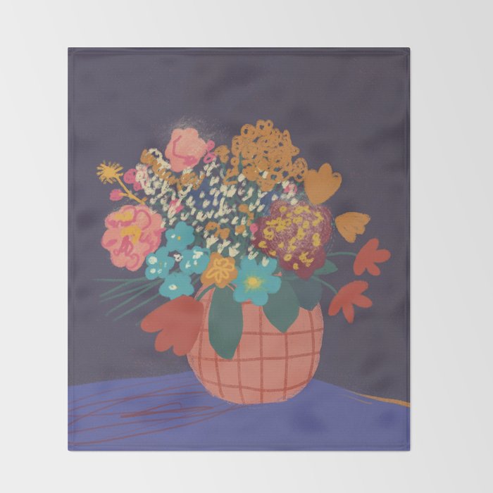 Floral still life Throw Blanket Gallery Image 2