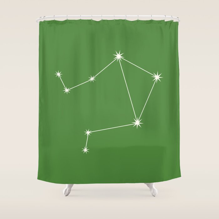 Libra Zodiac Star Constellation Line Art Kelly Green Shower Curtain Gallery Image 1