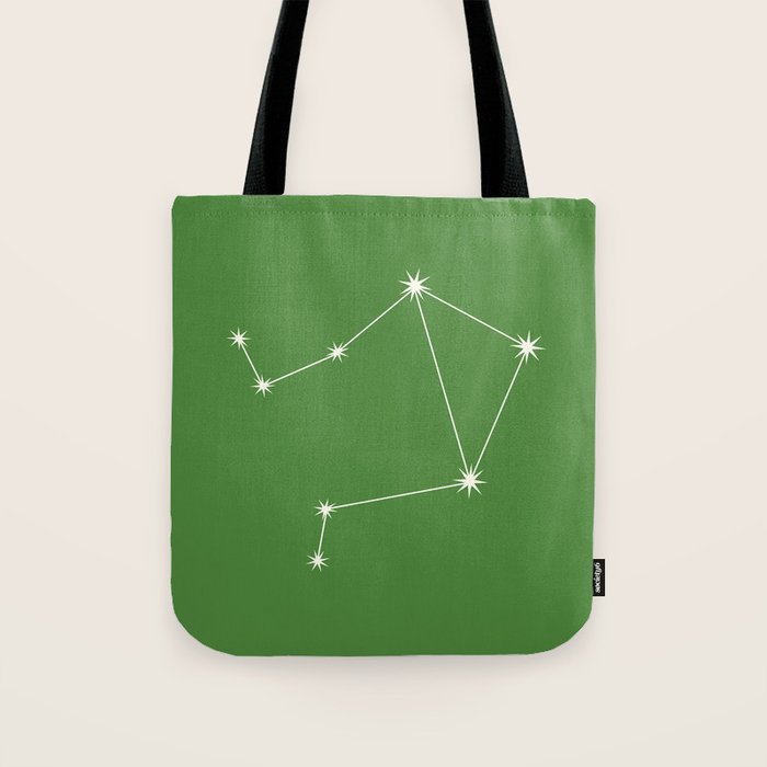 Libra Zodiac Star Constellation Line Art Kelly Green Tote Bag Gallery Image 1