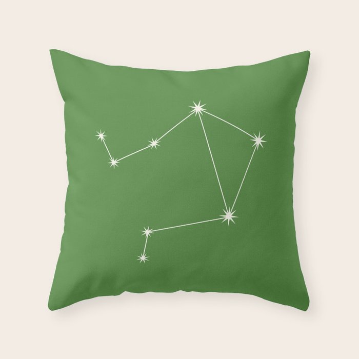 Libra Zodiac Star Constellation Line Art Kelly Green Throw Pillow Gallery Image 6