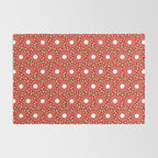 Christmas Holiday MidCentury Modern Atomic Snowflakes in Red Green and White Rug Gallery Image 2
