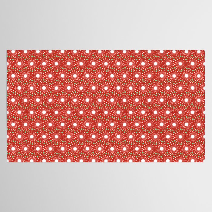Christmas Holiday MidCentury Modern Atomic Snowflakes in Red Green and White Tablecloth Gallery Image 2