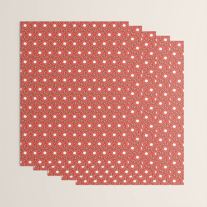 Christmas Holiday MidCentury Modern Atomic Snowflakes in Red Green and White Wrapping Paper Gallery Image 3