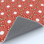 Christmas Holiday MidCentury Modern Atomic Snowflakes in Red Green and White Rug Gallery Image 4