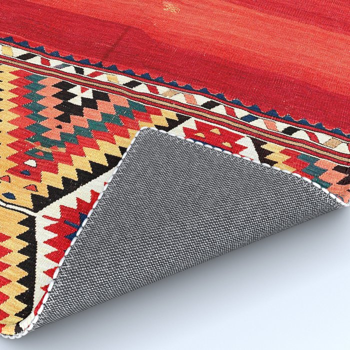 Fethiye  Antique Turkish Kilim Camel Trapping Print Rug Gallery Image 4