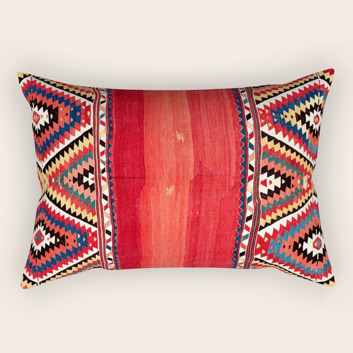 Fethiye  Antique Turkish Kilim Camel Trapping Print Rectangular Pillow Gallery Image 1
