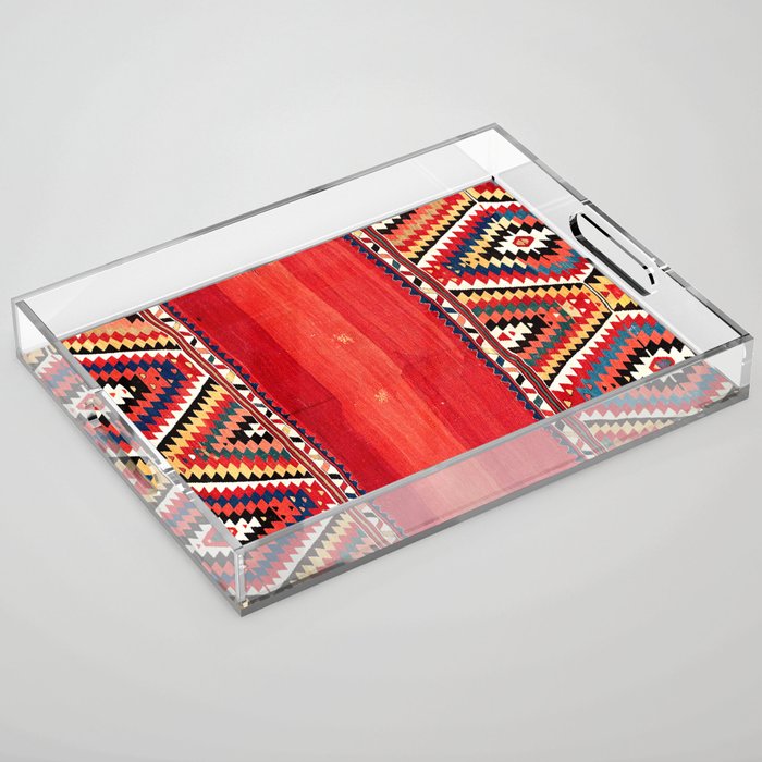 Fethiye  Antique Turkish Kilim Camel Trapping Print Acrylic Tray Gallery Image 1