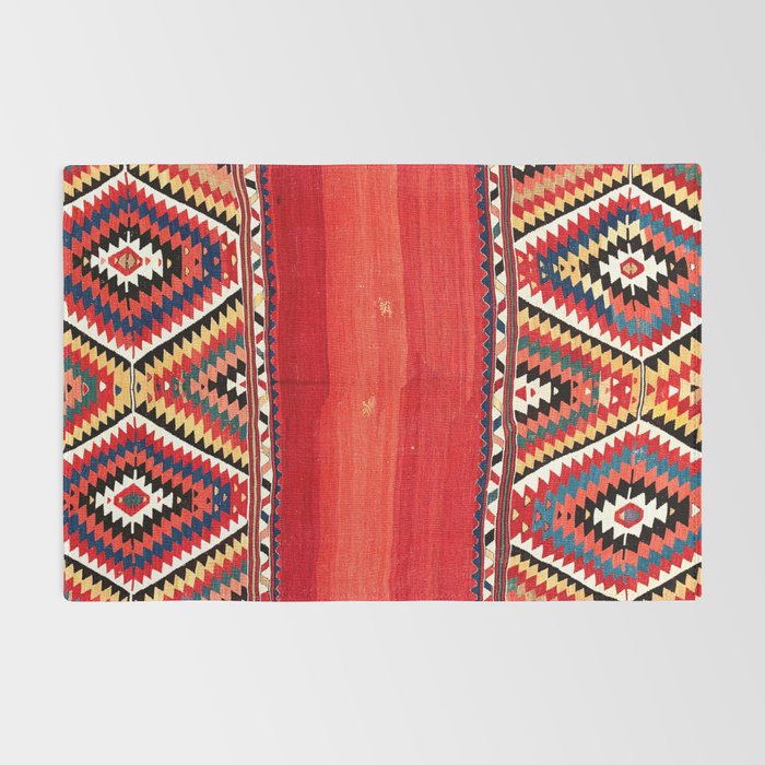 Fethiye  Antique Turkish Kilim Camel Trapping Print Rug Gallery Image 2