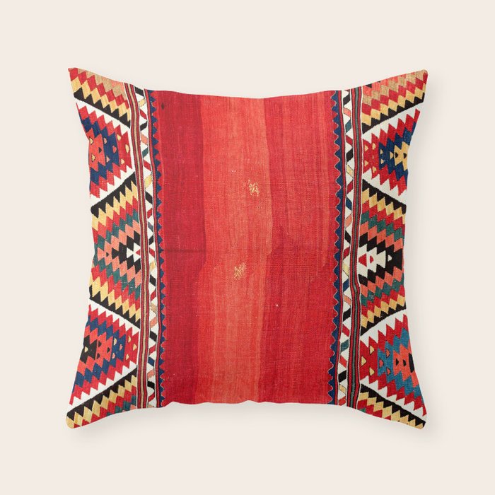 Fethiye  Antique Turkish Kilim Camel Trapping Print Throw Pillow Gallery Image 6