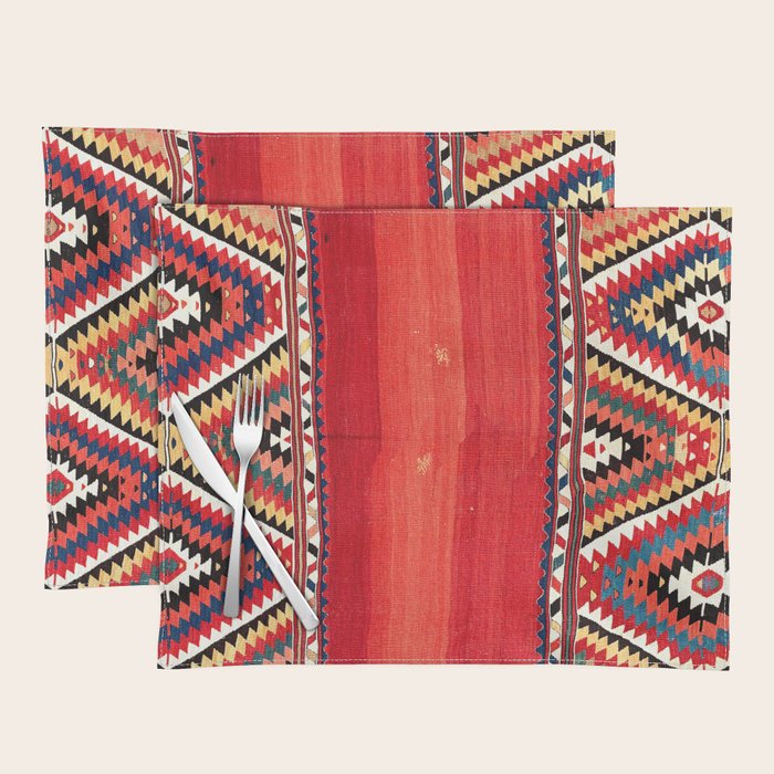 Fethiye  Antique Turkish Kilim Camel Trapping Print Placemat Gallery Image 1