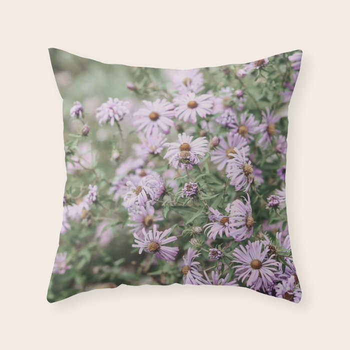 Joyful Little Flowers x purple modern botanical photograph Throw Pillow Gallery Image 6