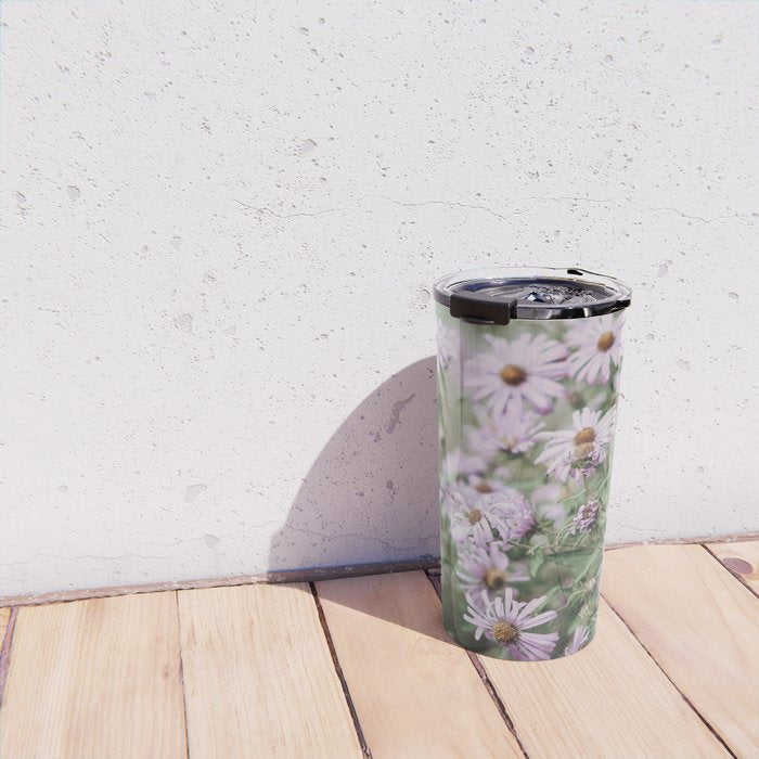 Joyful Little Flowers x purple modern botanical photograph Travel Mug Gallery Image 4