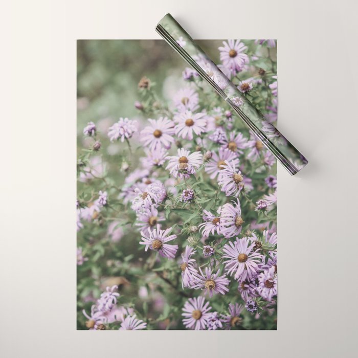 Joyful Little Flowers x purple modern botanical photograph Wrapping Paper Gallery Image 1
