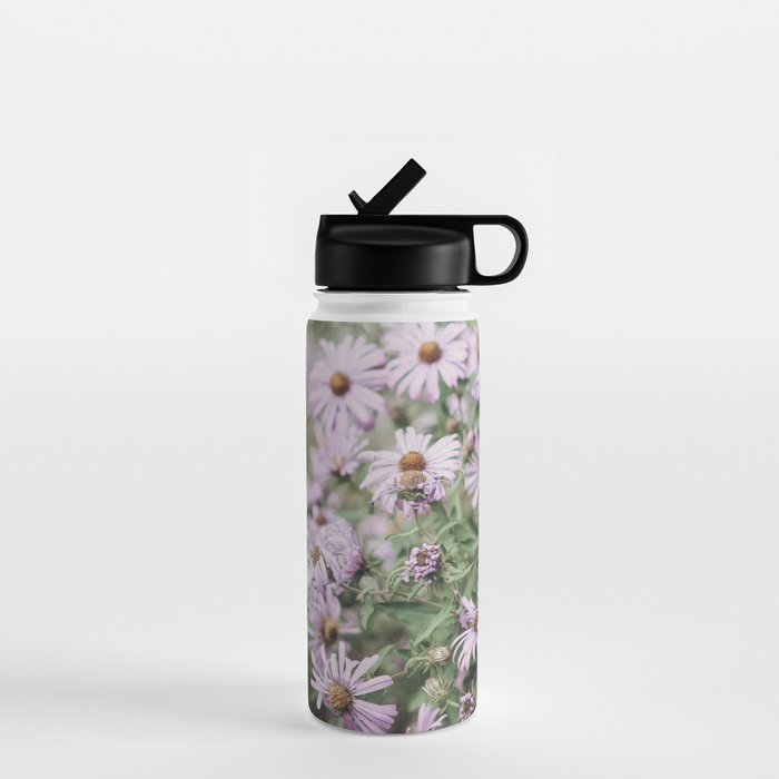 Joyful Little Flowers x purple modern botanical photograph Water Bottle Gallery Image 1