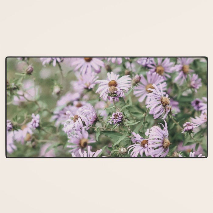 Joyful Little Flowers x purple modern botanical photograph Desk Mat Gallery Image 3